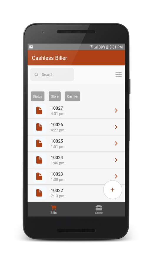 Cashless Biller app on a phone